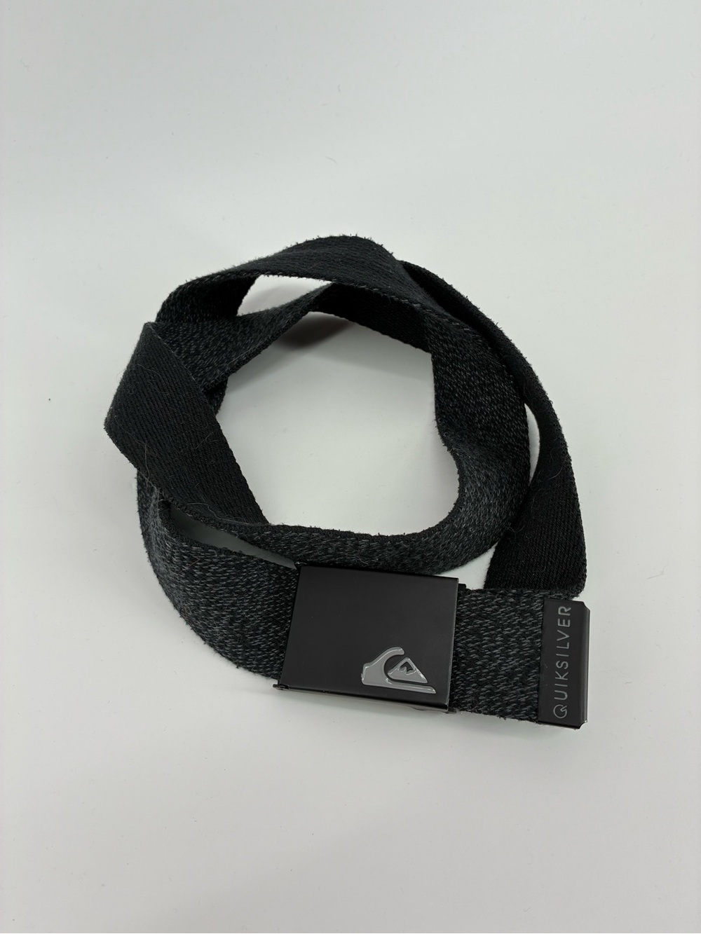 Quiksilver Men's Black Woven Webbing Belt with Metal Buckle